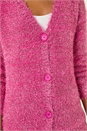 Cerise Buttoned Tinsel Knit Cardigan, Image 5 of 8