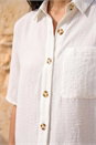 White Petite Button Up Pocket Shirt, Image 4 of 4