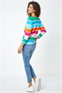 Blue Colour Block Stripe Jumper, Image 3 of 5