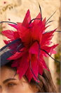 Fuchsia Large Contrast Feather Disc Fascinator , Image 3 of 4