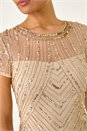 Natural  Sequin Sheer Shift Dress, Image 5 of 5