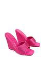 Pink XY LONDON Pink 'Peggie' Slip On Wedge Heel Rhinestones Slip On Mules, Image 3 of 5