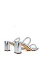 Silver XY LONDON Silver 'Holden' Diamante Strap Square Toe Mid Block Heel Sandal Mules, Image 5 of 5