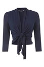 Navy  Tie Detail Jersey Shrug, Image 5 of 5