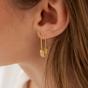Rose Gold Pave Safety Pin Earring Jewelled Sterling Silver, Image 2 of 4