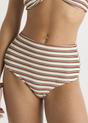  Gini London Brown Textured Stripe High Waisted Bikini Bottom, Image 3 of 4