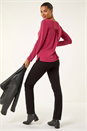 Burgundy Cowl Neck Premium Stretch Top, Image 3 of 5