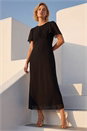 Black Flutter Sleeve Midi Dress, Image 3 of 4