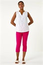 White Cotton Lace Floral Sleeveless Top, Image 4 of 5