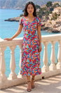 Pink Petite Floral Button Pocket Midi Dress , Image 1 of 4