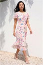 Pink Petite Floral Double Frill Dress, Image 2 of 4
