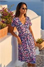Navy  Petite Floral Pocket Midi Dress, Image 2 of 4