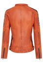 Orange Leather Biker Racing Badges Jacket, Image 4 of 5