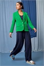 Navy  Petite Pleated Elastic Waist Wide Leg Trousers, Image 6 of 6