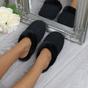 Black AJVANI Black Faux Fur Lined Slip On Memory Foam Mules Slippers, Image 4 of 5