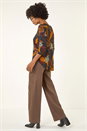 Rust Floral Print Curved Hem Top, Image 3 of 5