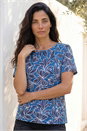 Blue Classic Leaf Print Top, Image 1 of 4