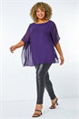Plum Curve Chiffon Overlay Top, Image 1 of 5
