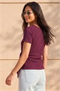 Wine Petite Textured Side Tie Stretch Top, Image 3 of 4