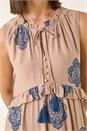 Mocha Embroidered Tie Front Maxi Dress , Image 5 of 5