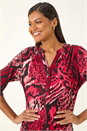 Red Animal Puff Print Stretch Shirt, Image 4 of 5