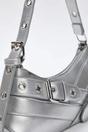 Silver Baguette Shoulder Bag With Belt-Buckle Hardware, Image 2 of 3