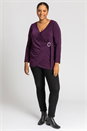 Plum Curve Wrap Diamante Buckle Top, Image 4 of 5