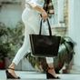 Black 'ABINGDON' Real Leather Designer Tote Bag, Image 2 of 6