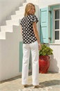 Black Spot Print Ruffle Tie Front Top, Image 3 of 4