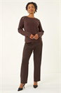 Chocolate Petite Button Cable Knit Jumper, Image 3 of 7