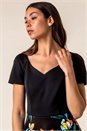 Black Tropical Print Fit & Flare Dress, Image 4 of 4