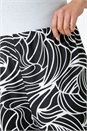Black Curve Linear Elastic Waist Palazzo Trousers, Image 5 of 5