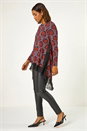 Red Chiffon Hem Printed Stretch Top, Image 2 of 5
