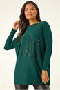 Emerald Sparkly Star Longline Jumper, Image 1 of 5