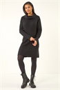 Black Roll Neck Knitted Jumper Dress, Image 2 of 5