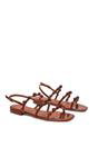 Brown XY LONDON Brown 'Pamela' Flat Strappy Sandals with Beaded Detail, Image 3 of 5