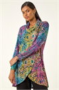 Blue Textured Burnout Print Top, Image 4 of 5
