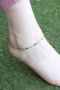 Gold Golden Brass Rounds Multicolour Beads Foot Indian Payal Anklet, Image 2 of 2