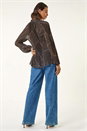 Black Spot Print Tie Neck Pleated Top, Image 3 of 5