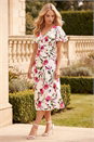 Ivory  Petite Floral V-Neck Midi Dress, Image 1 of 4