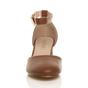 Tan AJVANI Tan Mid Block Heel Ankle Strap 2 Part Heels, Image 6 of 6
