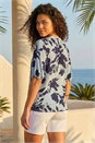 Blue Petite Floral Tie Front Top, Image 3 of 4