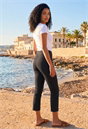 Black 3/4 Length Stretch Elastic Waist Trouser, Image 3 of 4