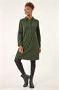 Green Corduroy Tunic Shirt Dress, Image 1 of 5