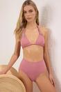 Pink Hardware Detail Triangle Bikini Top, Image 1 of 3