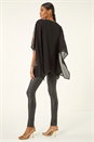 Taupe Ombre Sequin Mesh Chiffon Top, Image 4 of 6