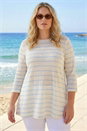 Blue Curve Stripe Print Tunic Top, Image 2 of 4