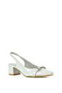 Light Grey XY LONDON Light Grey 'Selena' Slingback Mid Heels With Square Toe, Image 2 of 6
