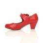 Red AJVANI Red Mid Block Heel Mary Jane Comfort Court Shoes, Image 3 of 6