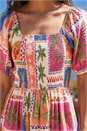 ORANGE Postcard Print Shirred Midi Dress , Image 4 of 4